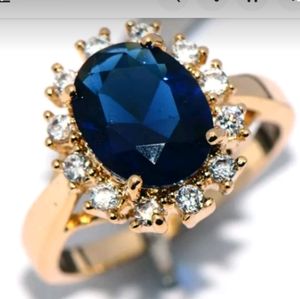 New simulated sapphire 18kt Gold plated ring